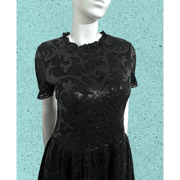 Brooks Brothers Red Fleece Black Lace Sequin Holiday Party Dress Size 12 EUC - Picture 5 of 11